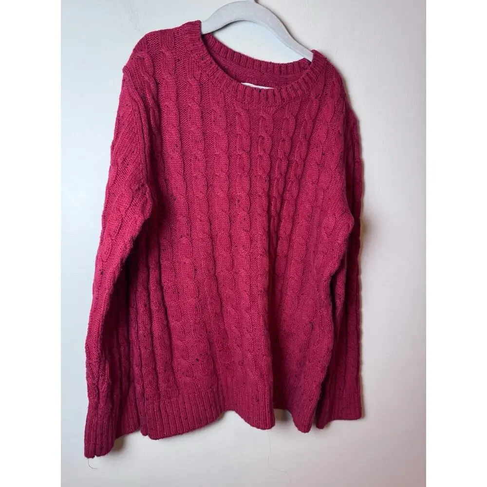 Gymboree Kids Crewneck Cable Knit Red Sweater Sz 7-8